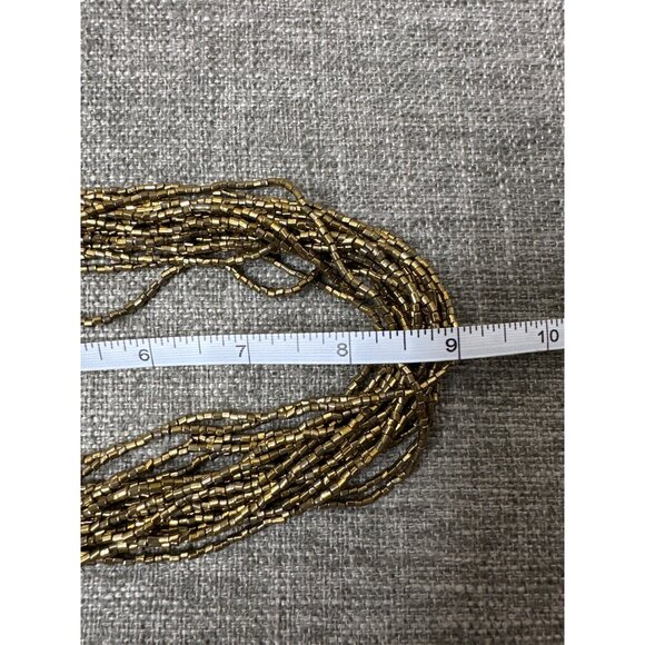 Gold Multi-Strand Beaded Necklace & Earrings Set With Adjustable Chain Closure - Picture 6 of 6